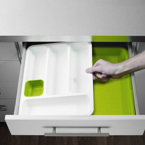 Kitchen drawer organizer with cutlery compartments